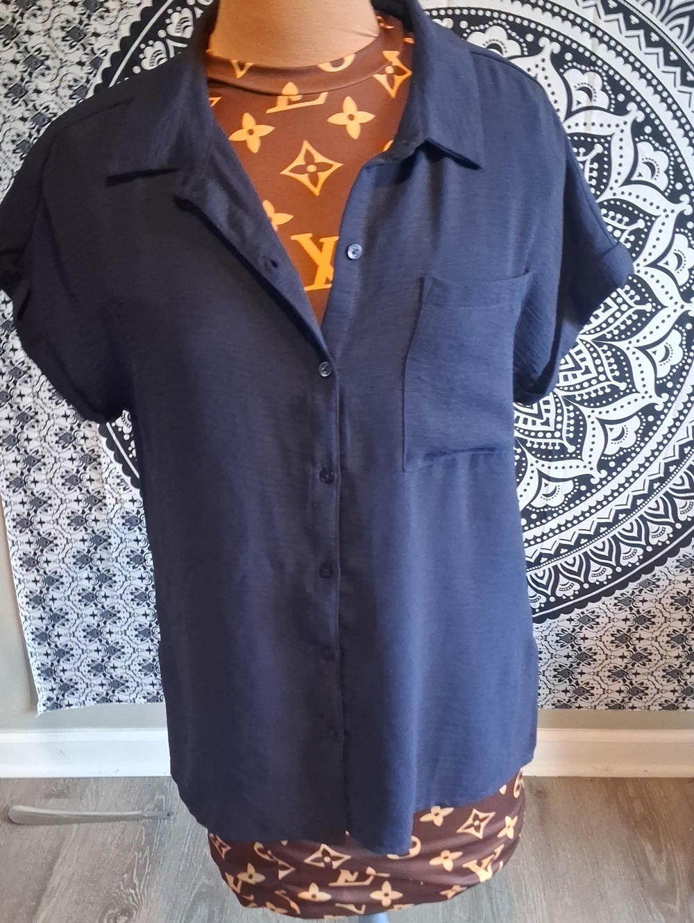 Preswick & Moore Short Sleeve Button Down in Blue Medium